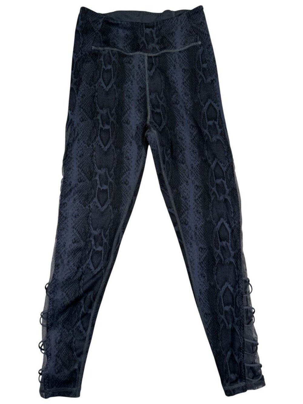 Victorias Secret Black Snake Print Womens Leggings W/ Mesh Detail Size 4 Stylish